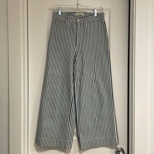 Madewell Blue & White Striped Wide Leg Pants